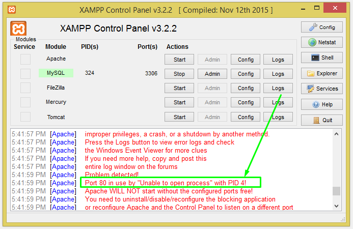 XAMPP Port 80 In Use By Unable To Open Process With PID 4 Prism ICT